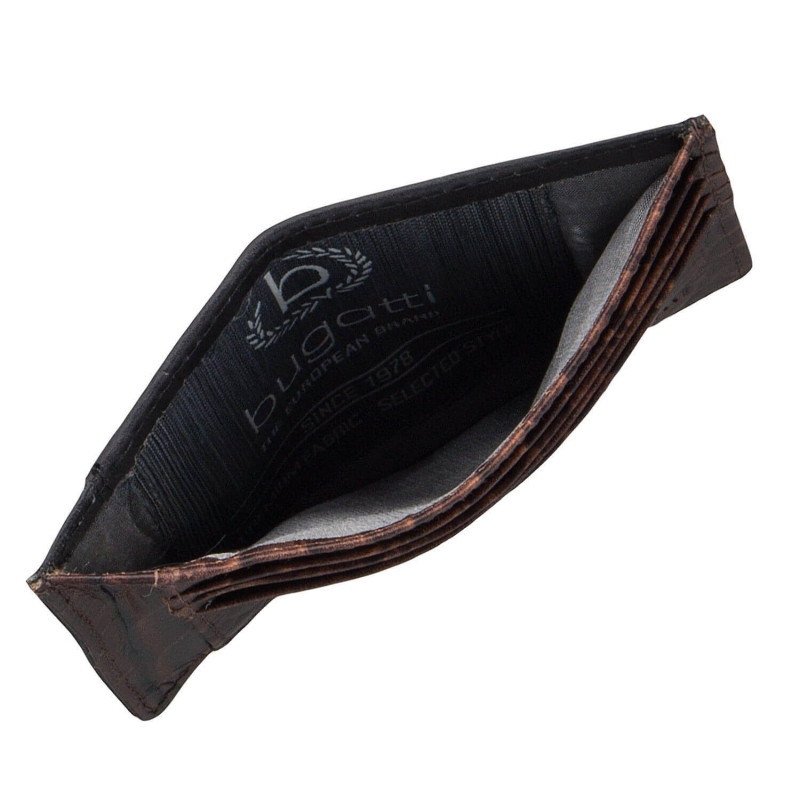 Кожен калъф за лични карти Bugatti coco черен