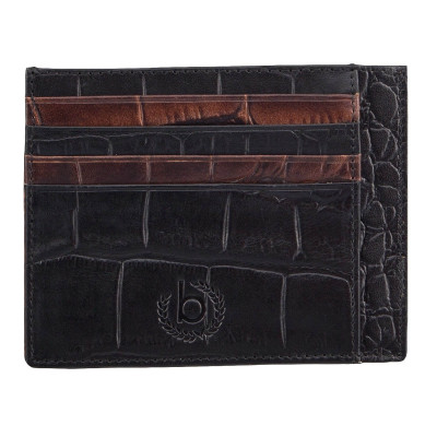 Кожен калъф за лични карти Bugatti coco черен