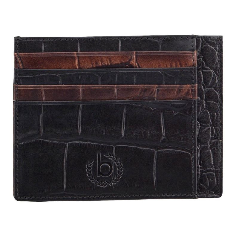 Кожен калъф за лични карти Bugatti coco черен