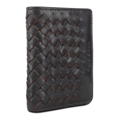 Кожен калъф за кредитни карти Bugatti woven тъмнокафяв