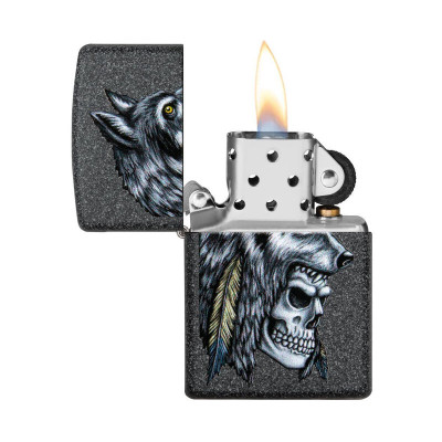 Запалка Zippo Wolf Skull Feather Design