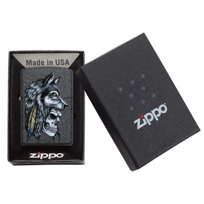 Запалка Zippo Wolf Skull Feather Design