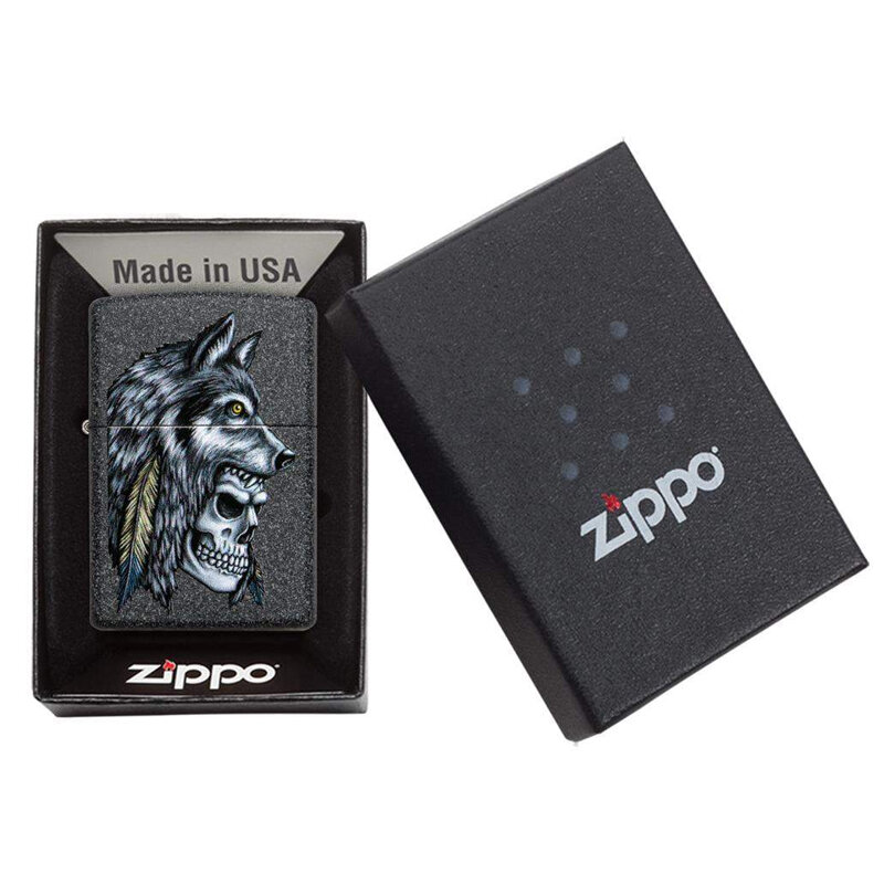 Запалка Zippo Wolf Skull Feather Design