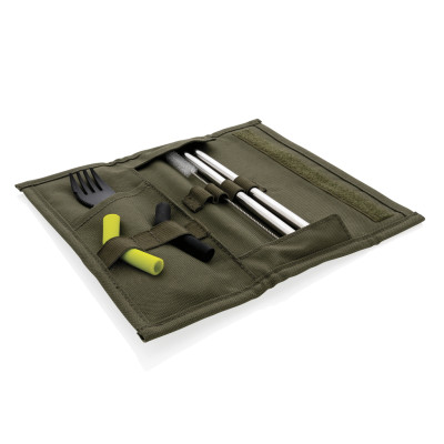 Комплект сламки за многократна употреба и вилица Tierra XD Design P269.557, зелен Комплект сламки за многократна употреба и вилица Tierra XD Design P269.557, зелен