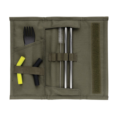 Комплект сламки за многократна употреба и вилица Tierra XD Design P269.557, зелен Комплект сламки за многократна употреба и вилица Tierra XD Design P269.557, зелен