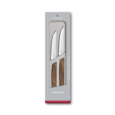 Комплект ножове за стек Victorinox Swiss Modern, два броя, 12см, орех 6.9000.12G