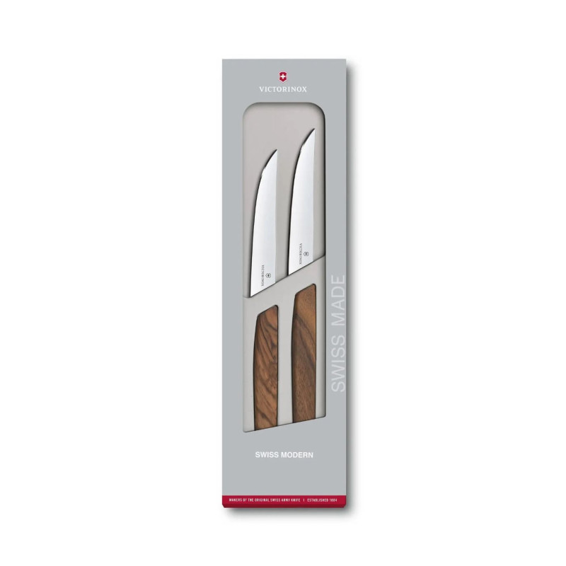 Комплект ножове за стек Victorinox Swiss Modern, два броя, 12см, орех 6.9000.12G