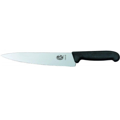 Кухненски нож Victorinox fibrox универсален, 220мм, назъбено острие, черен