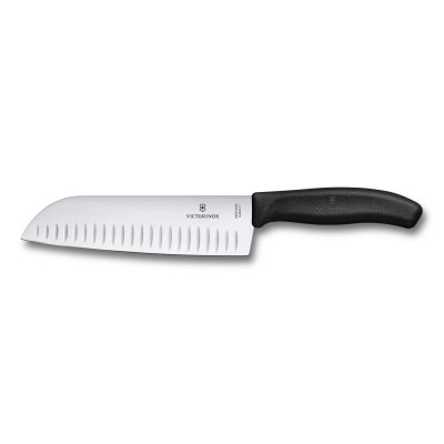 Кухненски нож Victorinox swiss classic santoku knife, набраздено острие 170 мм, черeн, блистер
