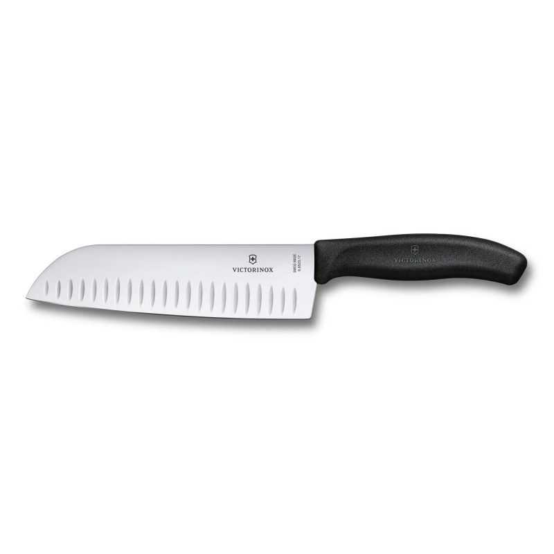 Кухненски нож Victorinox swiss classic santoku knife, набраздено острие 170 мм, черeн, блистер