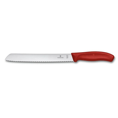 Кухненски нож за хляб Victorinox swiss classic, назъбено острие 210 мм, червен