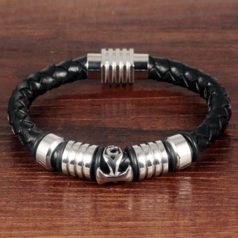 Мъжка кожена гривна с кръстче Silver Flame SW042L Мъжка кожена гривна с кръстче Silver Flame SW042L