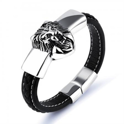 Мъжка гривна с лъв Silver Flame 
SW133L