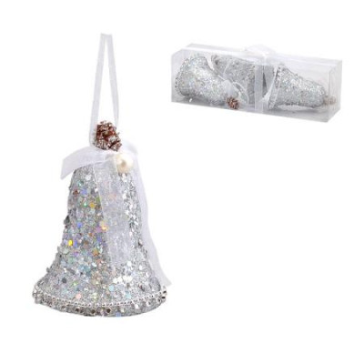 Коледна играчка камбанка сребърна 
HR22S