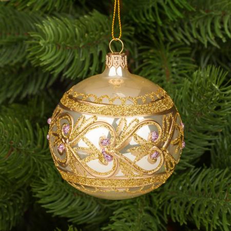 Коледна златна топка с декорация 
RM02801S