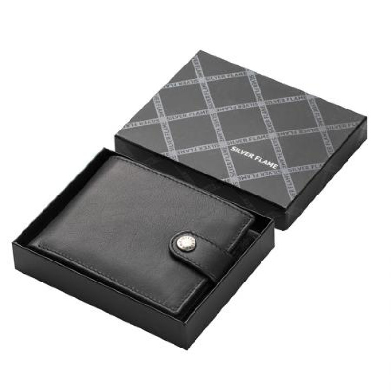 Мъжки портфейл в кафяво Silver Flame колекция Button 
SFT1018