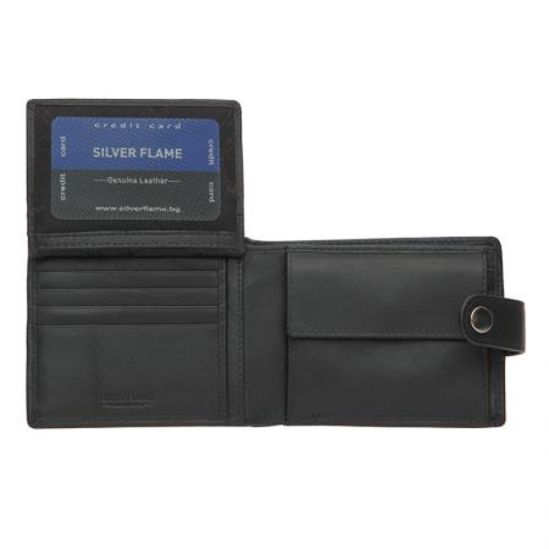 Мъжки портфейл в кафяво Silver Flame колекция Button 
SFT1018