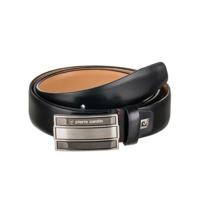 Колан черен с плочка на 3 ленти 110см. Pierre Cardin 
PC014BLM