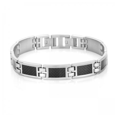 Мъжка гривна Silver Flame с карбон 
SFC005B