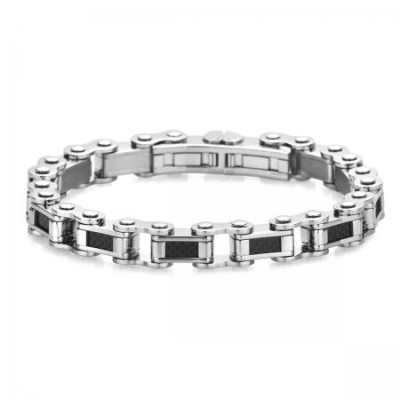 Мъжка гривна Silver Flame елементи от карбон 
SFC006B
