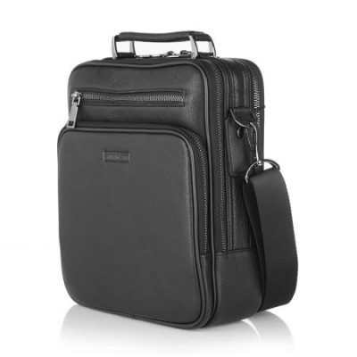 Мъжка черна кожена чанта Silver Flame SFH06