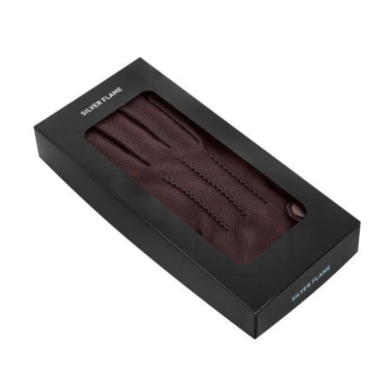Мъжки тъмно кафяви ръкавици Silver Flame SFG01DB1
