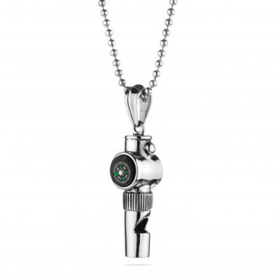 Мъжки медальон Silver Flame със свирка JX2392 Мъжки медальон Silver Flame със свирка JX2392
