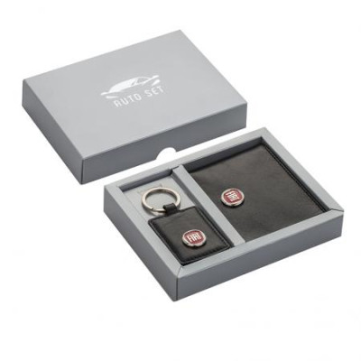 Комплект от ключодържател и калъф за документи Silver Flame с лого Fiat 
AS004