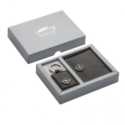 Комплект от ключодържател и калъф за документи Silver Flame с лого Opel 
AS011