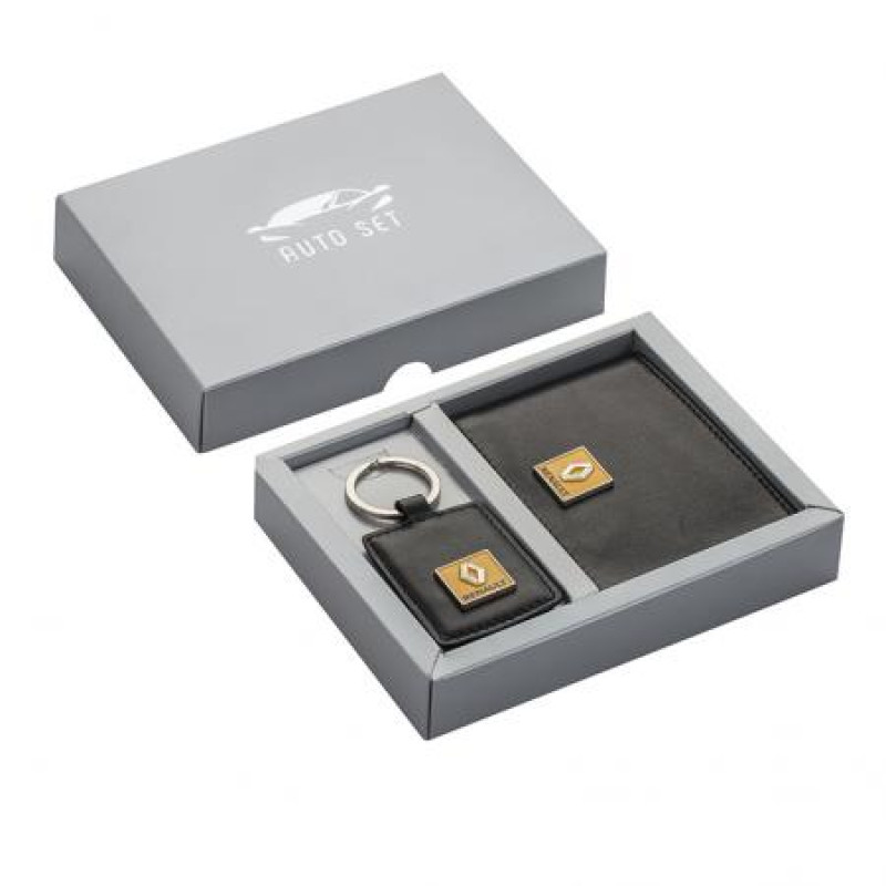 Комплект от ключодържател и калъф за документи Silver Flame с лого Renault 
AS013
