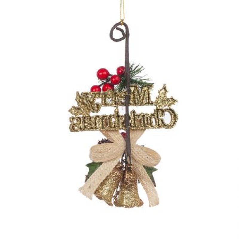 Златен надпис Merry Christmas с камбанки 
MS0719S
