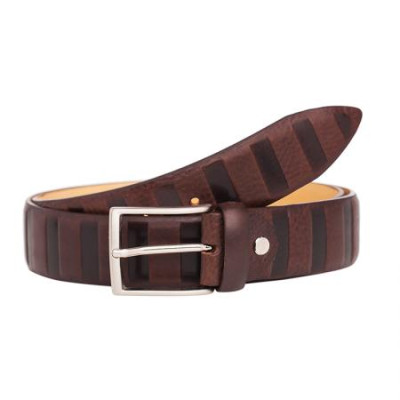 Мъжки стилен колан в кафяво с релеф Italian belts115см 
0202-115