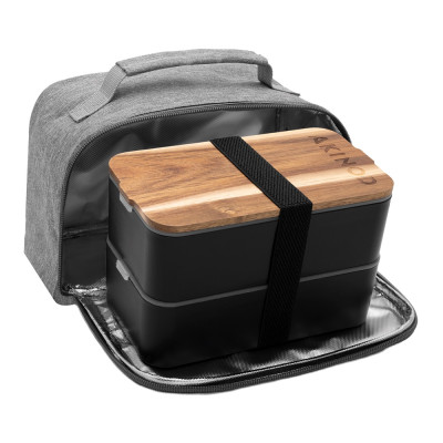 Кутия за храна и чанта Akinod Bento + Lunch Bag 11h58, Black / Heather Grey AKI000045