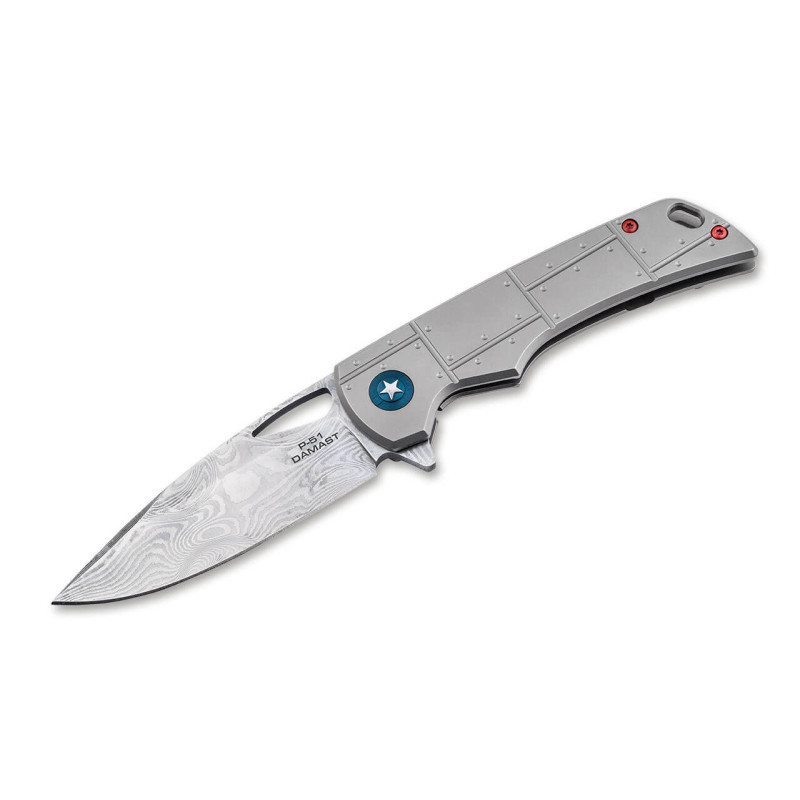 Джобен нож Boker Plus P-51 Damast 01BO910DAM Джобен нож Boker Plus P-51 Damast 01BO910DAM