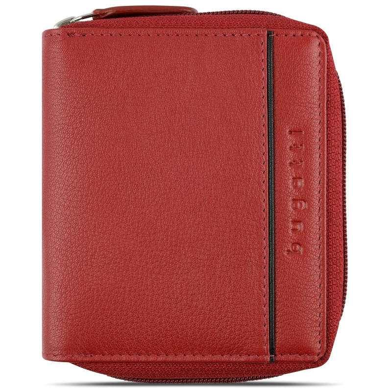Дамски кожен портфейл Bugatti Banda Vertical Zip Wallet, червен 49 1334 16