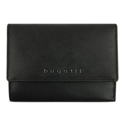 Дамски кожен портфейл Bugatti Bella Ladies Flip Wallet, RFID защита, черен 49 4823 01