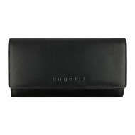 Дамски кожен портфейл Bugatti Bella Ladies Flip Long Wallet, RFID защита, черен 49 4824 01