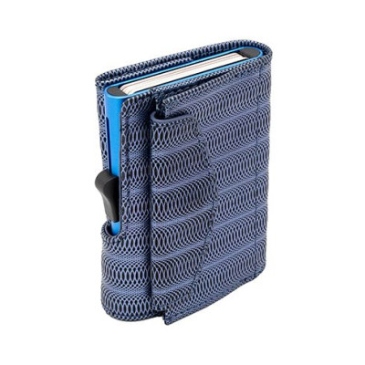 Картодържател C-SECURE XL с портфейл и монетник, Blue Metallic leather XL-COIN-WCH001-MTL-BL-BL