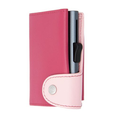 Картодържател C-SECURE XL с портфейл и монетник, Cherry/ Blush/ Grey cardholder XL-COIN-WCH001-PI-LPI-GY