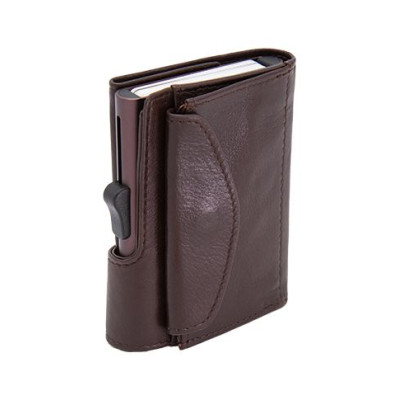 Картодържател C-SECURE XL с портфейл и монетник, Mogano XL-COIN-WCH001-DBR-BR