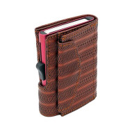 Картодържател C-SECURE XL с портфейл и монетник, Red Metallic leather XL-COIN-WCH001-MTL-RD-RD