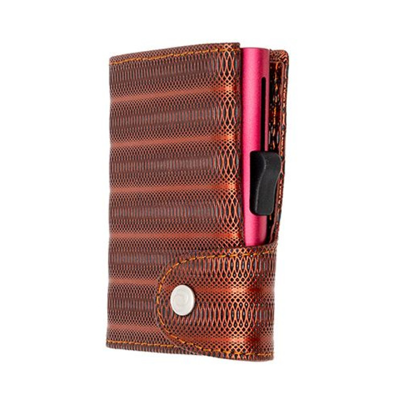 Картодържател C-SECURE XL с портфейл, Red Metallic leather XL-WCH001-MTL-RD-RD