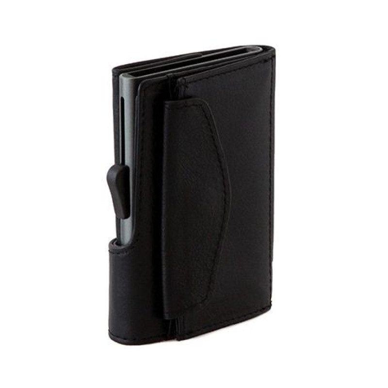 Картодържател C-SECURE с портфейл и монетник,  Black Nero CS-COIN-WCH001-BK-GY