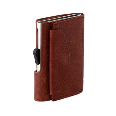 Картодържател C-SECURE с портфейл и монетник, Cognac CS-COIN-WCH001-CO-SI