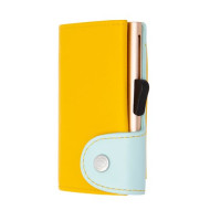 Картодържател C-SECURE с портфейл и монетник, Saffron/ Aqua / Champagne gold cardholder COIN-WCH001-YE-LGR-PI