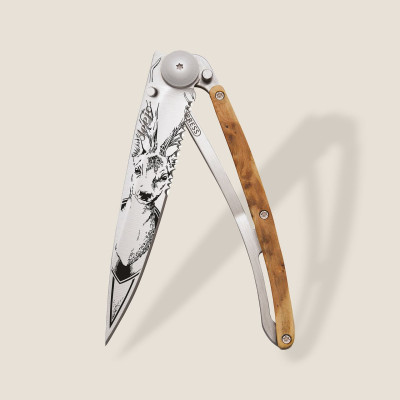 Джобен нож Deejo 37g, Juniper wood / Deer 1CB000546