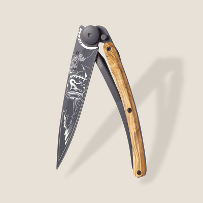 Джобен нож Deejo 37g, Olive wood / Aquarius 1GB000178