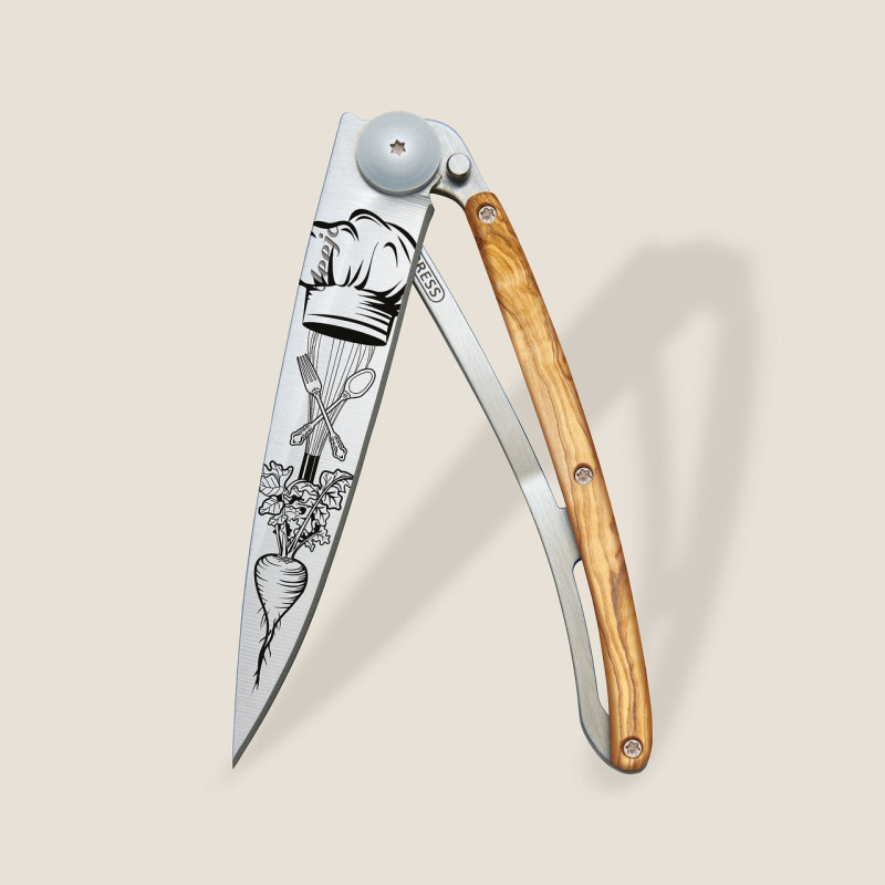 Джобен нож Deejo 37g, Olive wood / Chef 1CB000065