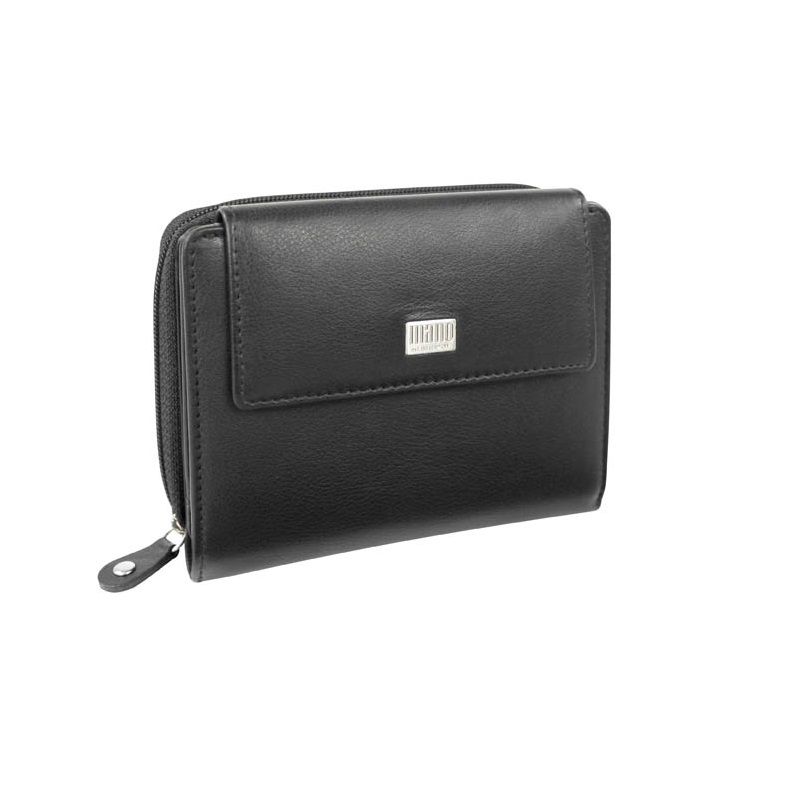 Дамски портфейл с цип Mano Linea, черен M15816BK