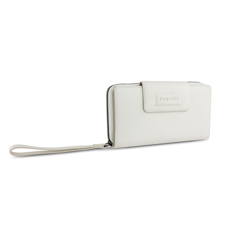 Дамски кожен портфейл Bugatti Elsa Long Zip Wallet, бял 49 4628 40